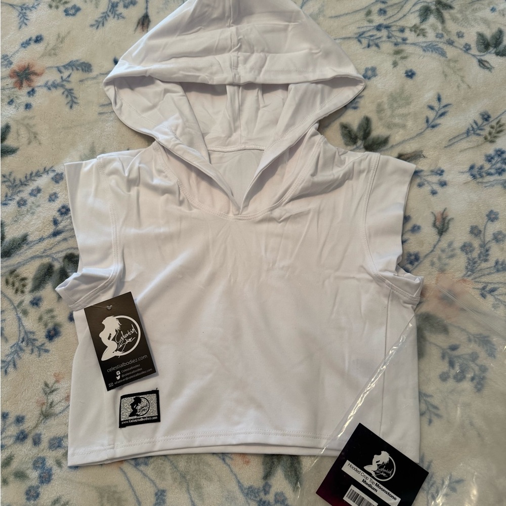 Celestial Bodiez NWT white hooded crop top